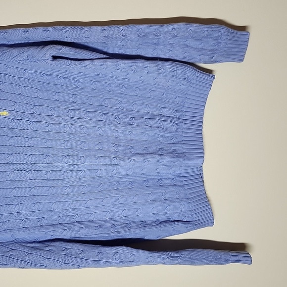 Vintage Ralph Lauren Sport periwinkle blue cable knit sweater crewneck preppy - Picture 3 of 8